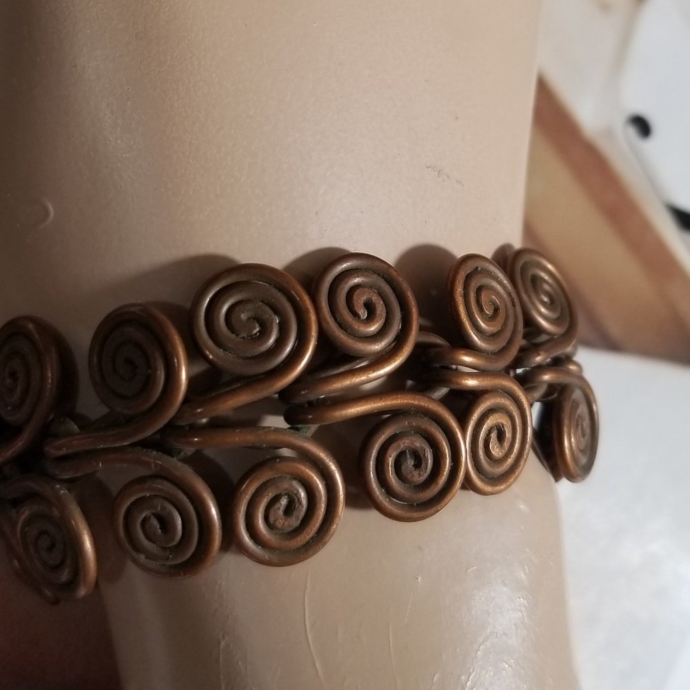 Antique Mexico Copper Bracelet Articulated Artisan made